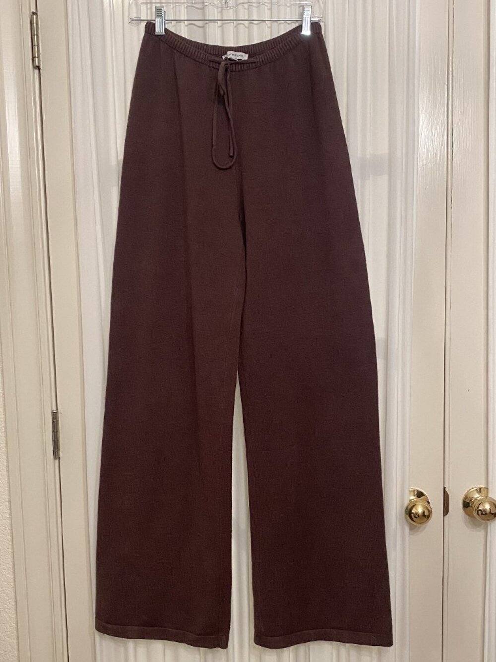 Emelia the Label Brown Drawstring Knit Wide Leg Pants Sz M